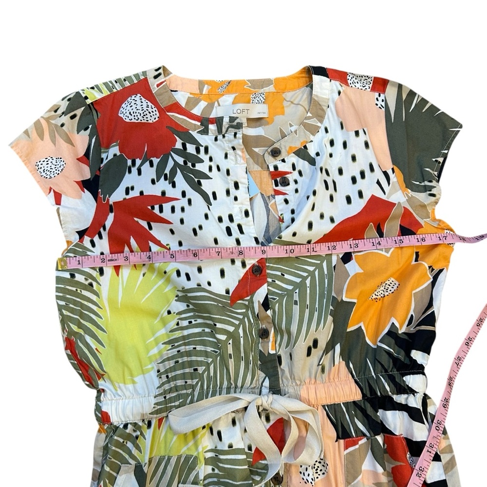 NWT Loft tropical floral a line short sleeve shirt dress size 6 vacation beach - Picture 8 of 8